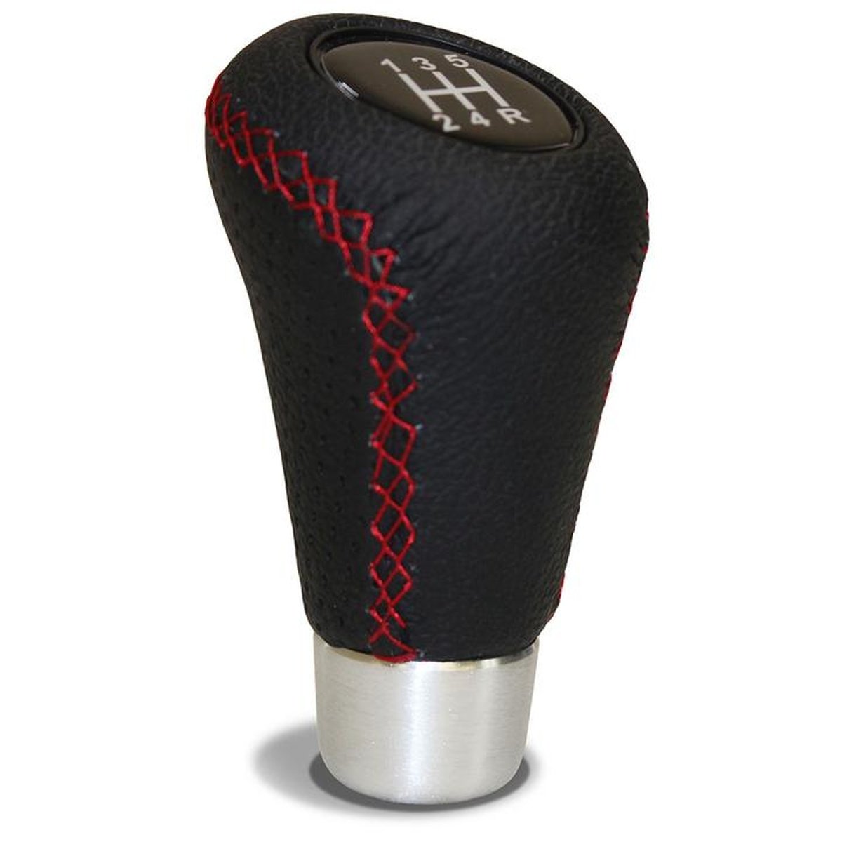 SAAS Gear Knob - Leather Black/Red Stitch SGKBR