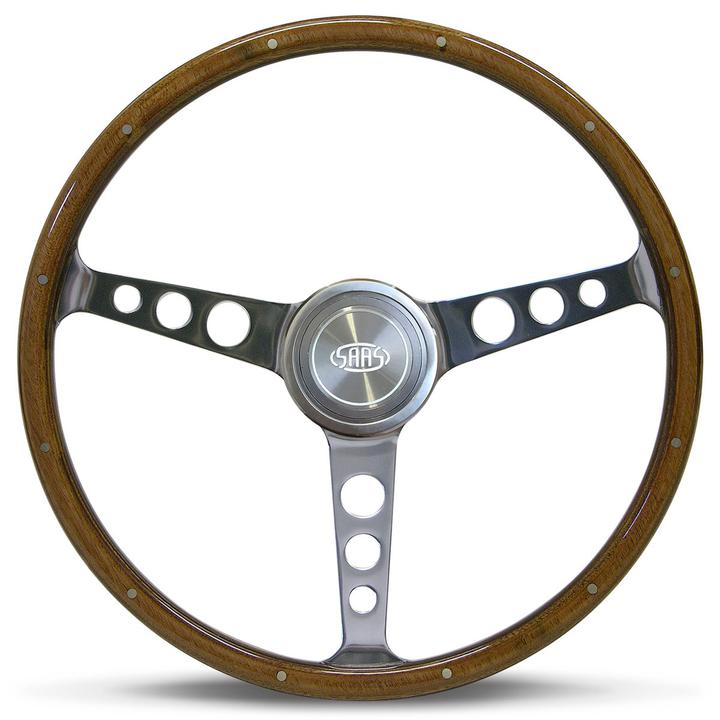 SAAS Steering Wheel Classic Wood Polished Alloy 380mm SW704PHW