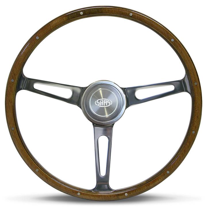 SAAS Steering Wheel Classic Wood Polished Alloy 380mm SW704PSW