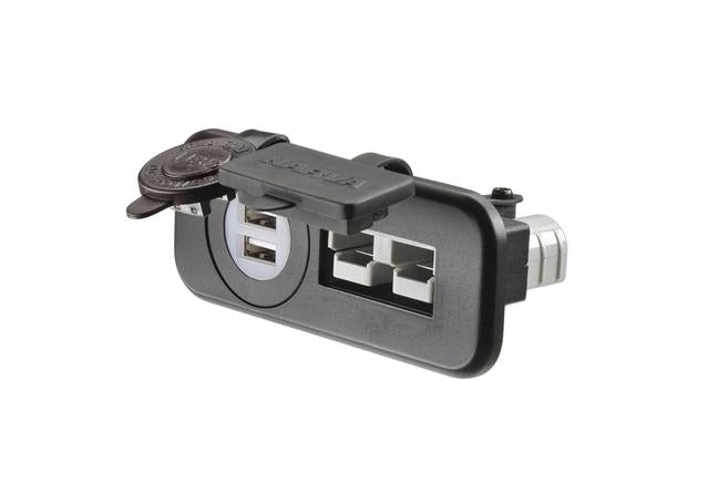 Narva Connector 50A/Dual USB Twin HDRV Socket Flush Mount 81146BL