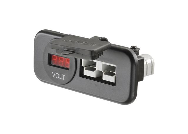 Narva Connector 50A/Volt Meter Twin HDRV Socket Flush Mount 81153BL