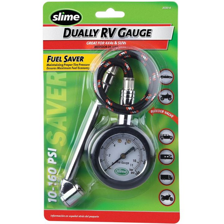 Slime RV Tyre Pressure Gauge Dual Head 10-160 PSI 2020-A