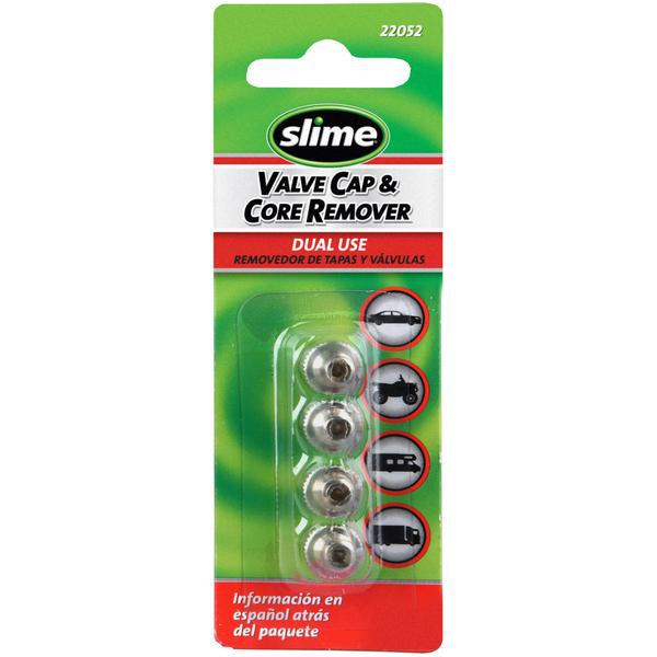 Slime Valve Core Remover and Tire Valve Caps (Pack of 4) 22052