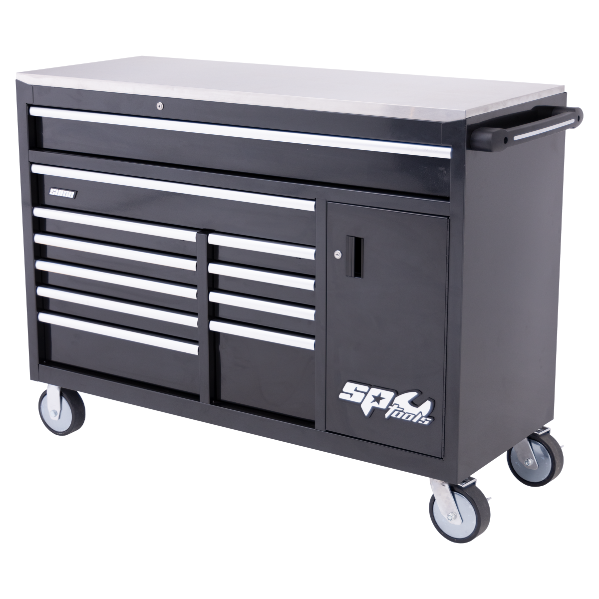 SP Tools 12Drawer Sumo Rollercab W/PowerTool Cupboard Built-In Powerboard Black/Chrome SP40095