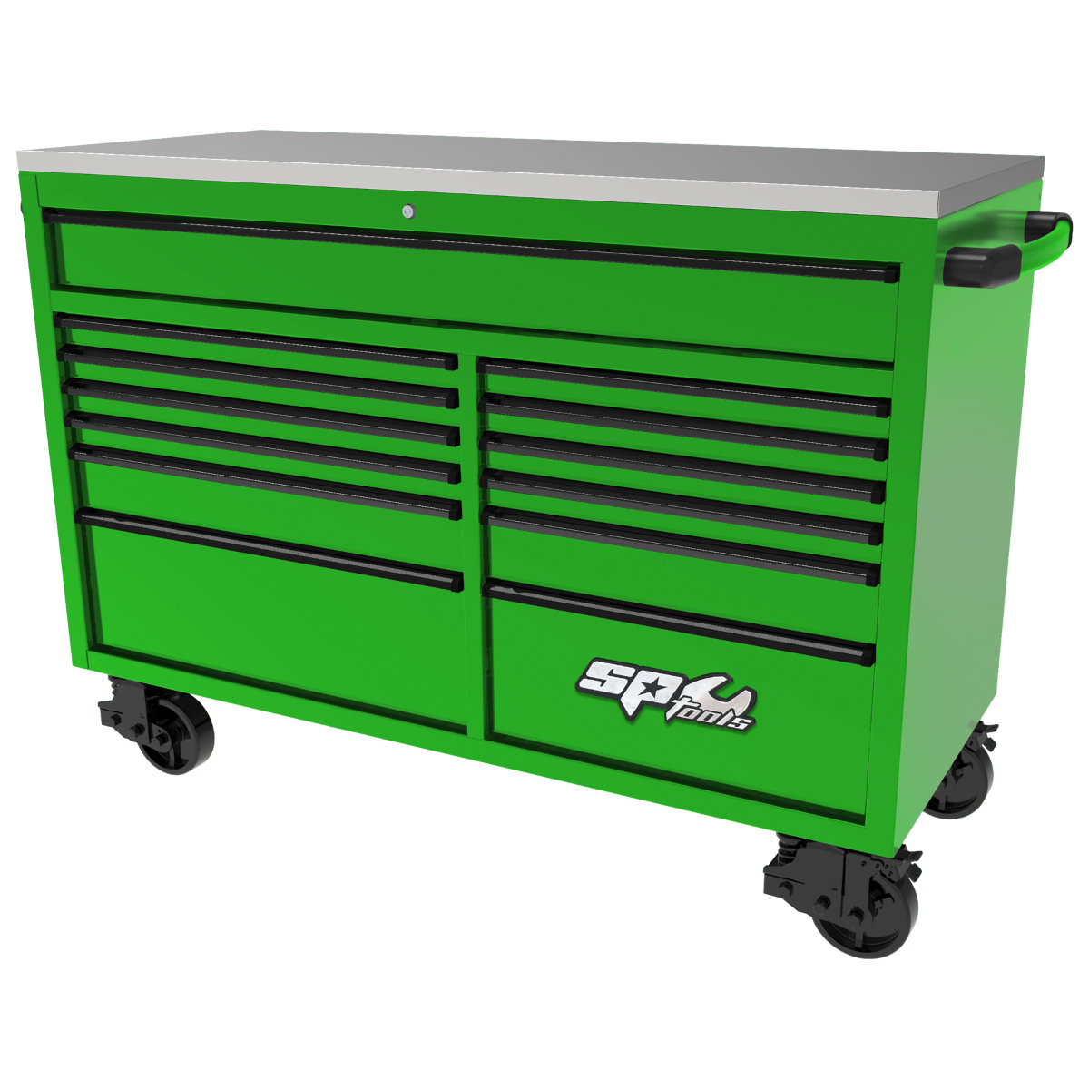 SP Tools 59in. 13 Drawer USA Sumo Rollercab Green/Black SP44725G