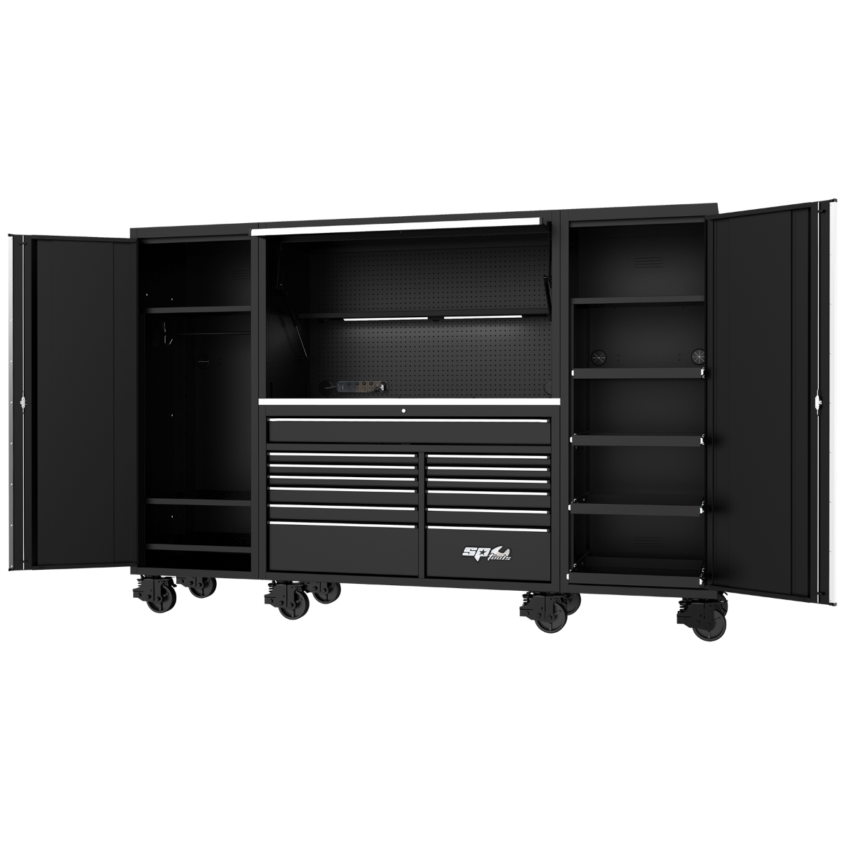 SP Tools 114in. USA Sumo Series Workstation Rollcab Black/Chrome SP44790