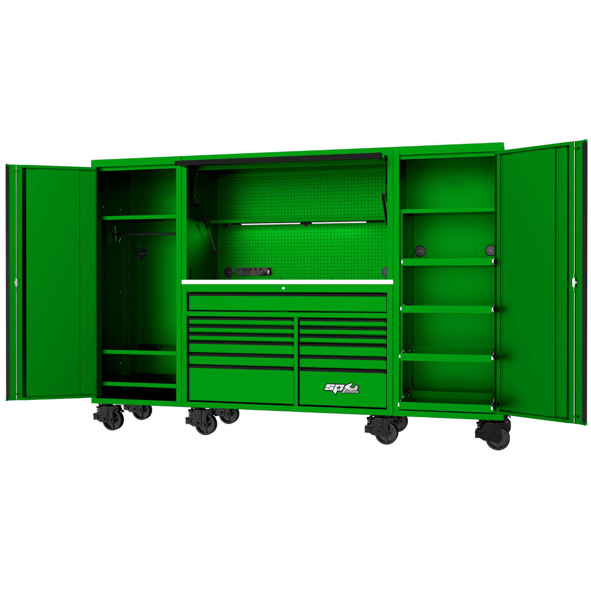 SP Tools 114in. USA Sumo Series Workstation Rollcab Green/Black SP44790G