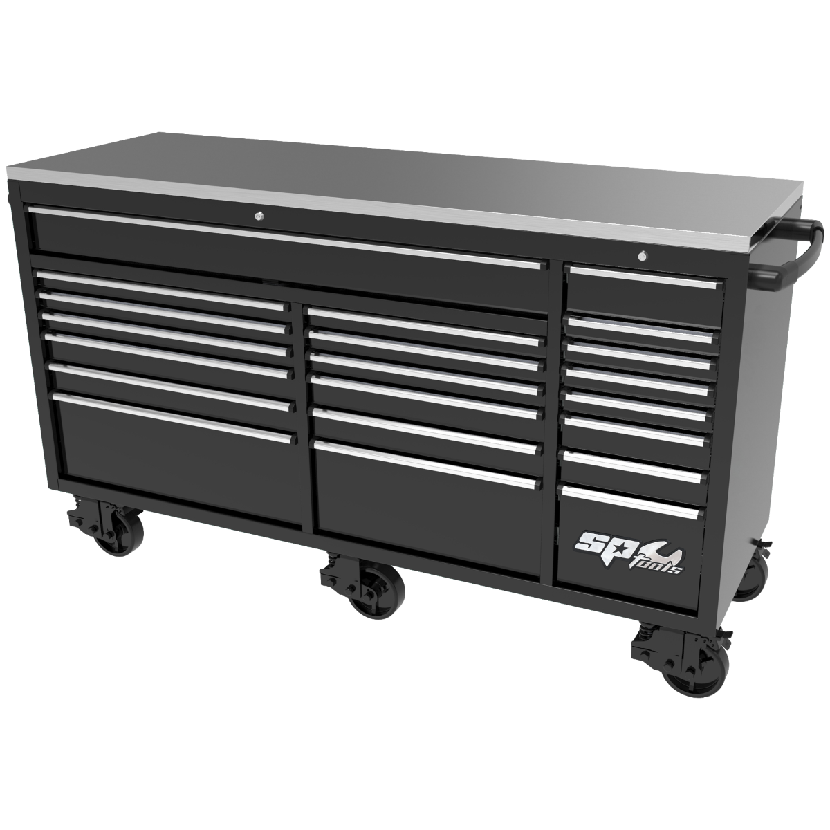 SP Tools 73in. 21 Drawer USA Sumo Rollercab Black/Chrome