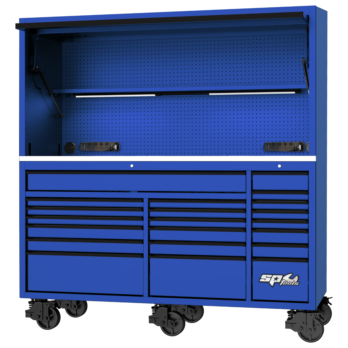 SP Tools 39in. USA Sumo Workstation Rollercab & Top Hutch Combo Blue/Black SP44840BL