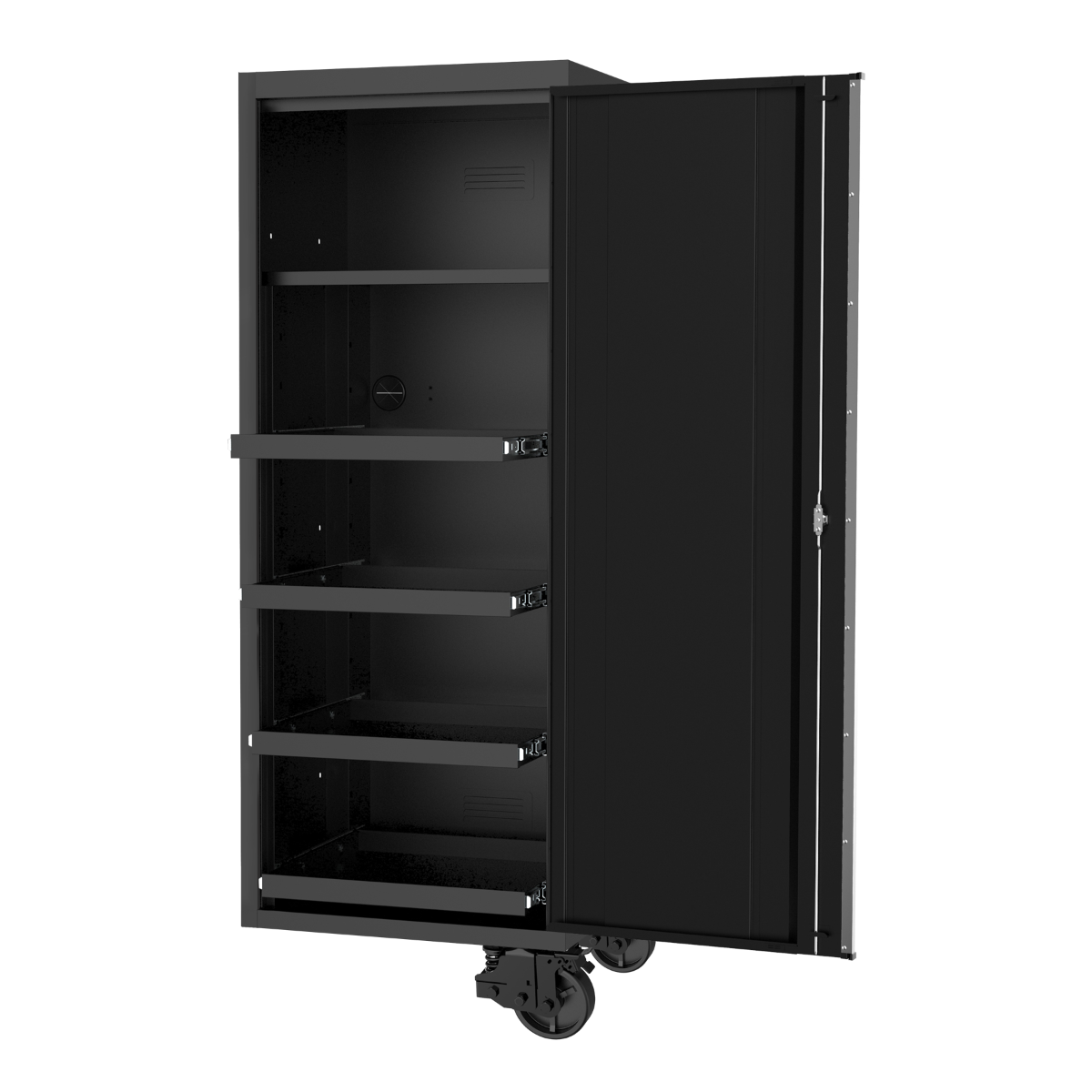 SP Tools 27in. USA Sumo Side Cabinet 4Roller Shelves +1Fixed Shelf Black/Chrome SP44880