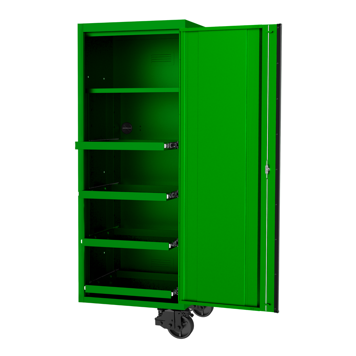 SP Tools 27in. USA Sumo Side Cabinet 4Roller Shelves +1Fixed Shelf Green/Black SP44880G