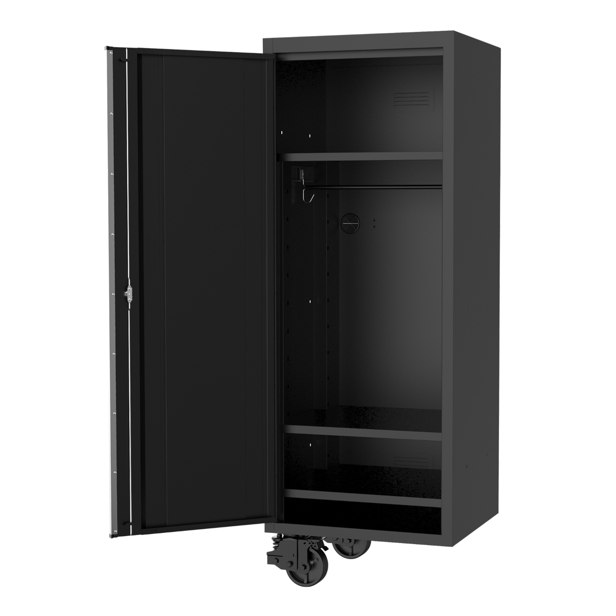 SP Tools 27in. USA Sumo Series Side Cabinet 3Fixed Shelves + Clothes Hang Rail Black/Chrome SP44885