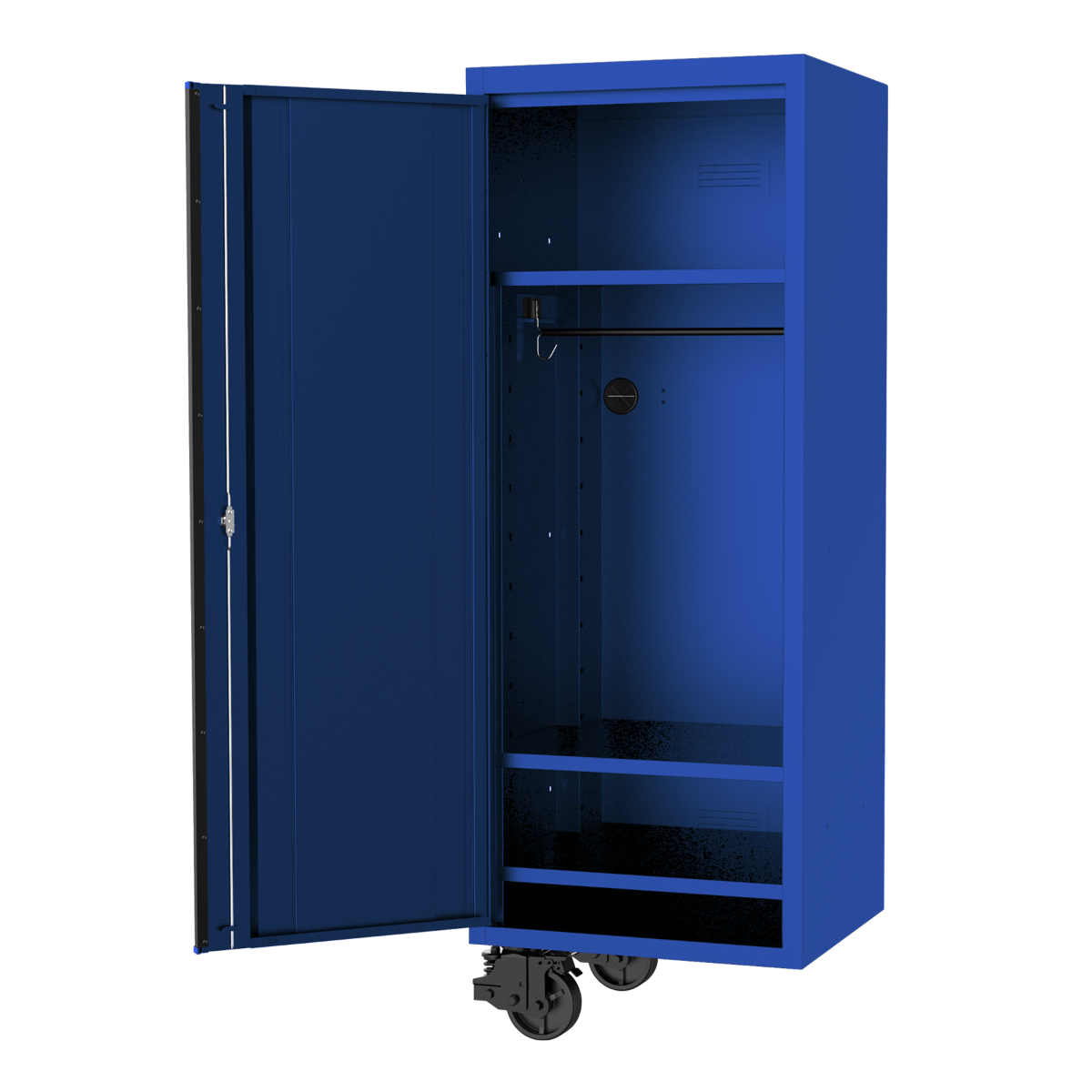 SP Tools 27in. USA Sumo Series Side Cabinet 3Fixed Shelves + Clothes Hang Rail Blue/Black SP44885BL