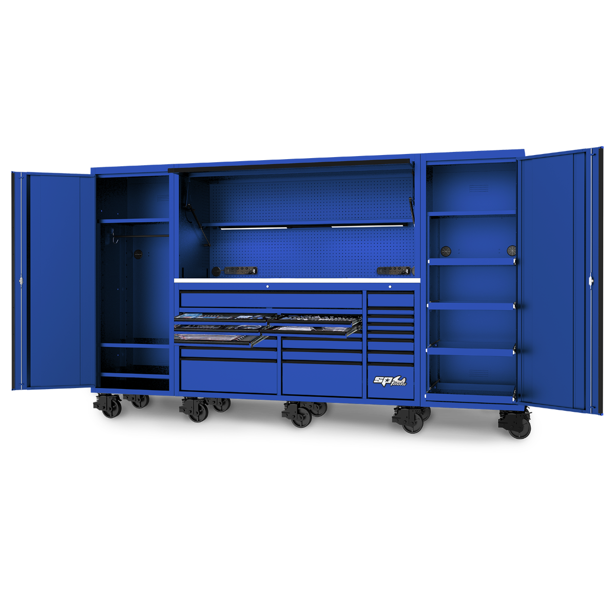 SP Tools 128in. 1017Pc 21 Drawer USA Sumo Complete Workstation Tool Kit Blue/Black SP50855BL