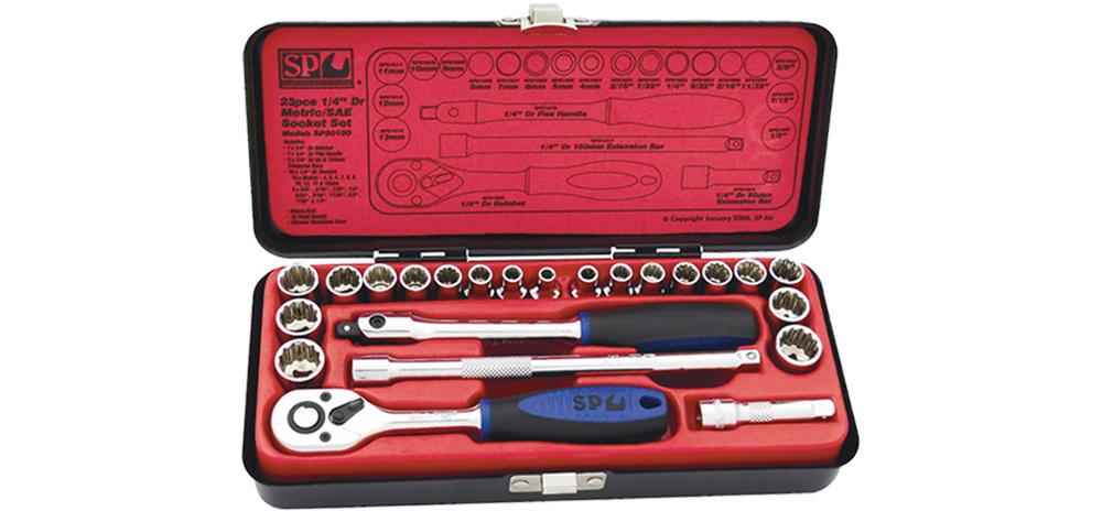 SP Tools Socket Set 1/4"Dr 12 Point 23 Pc Metric/SAE