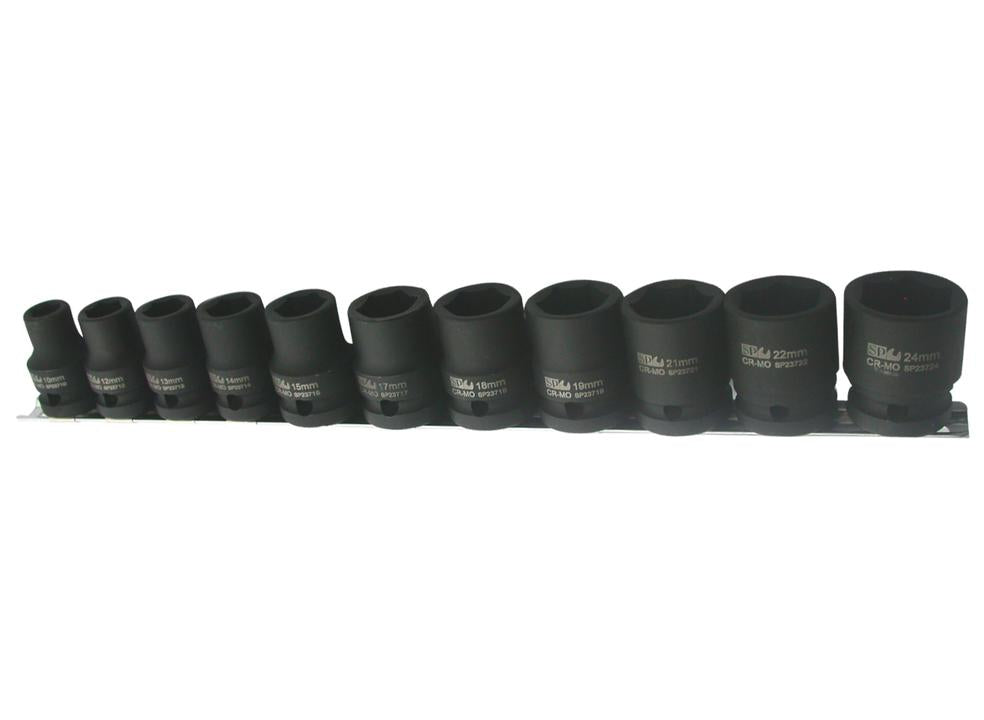 SP Tools Socket Rail Impact 1/2"Dr 6PT 11Pc Metric