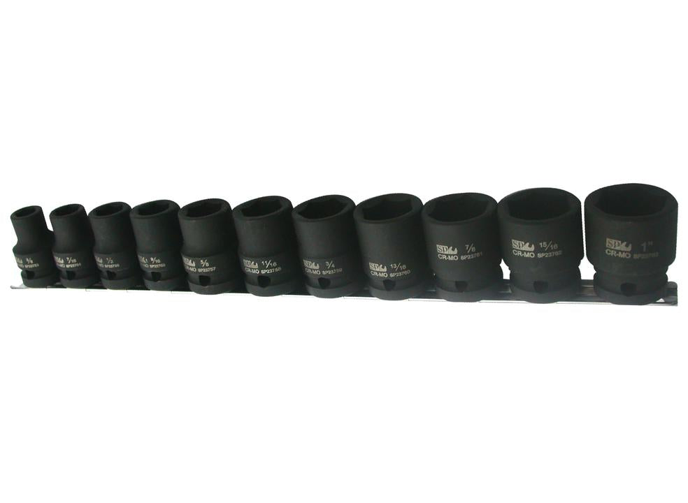 SP Tools Socket Rail Impact 1/2"Dr 6PT 11Pc SAE