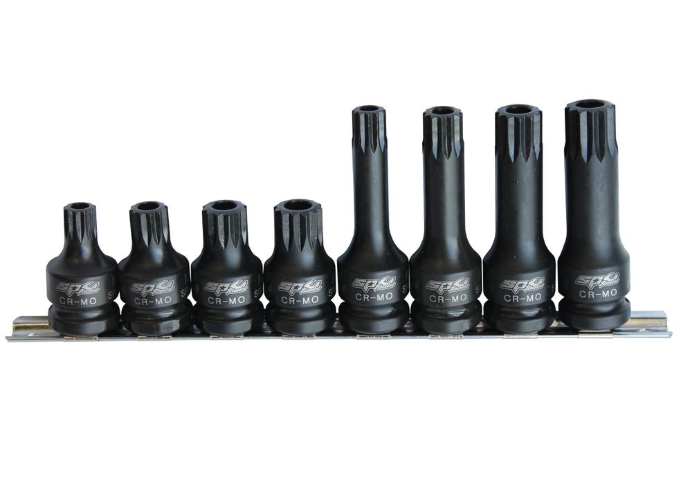 SP Tools Socket Rail Impact 1/2"Dr Tamper Spline 8Pc