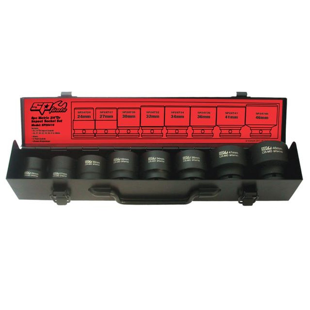 SP Tools Socket Set Impact 3/4"Dr 6PT 8Pc Metric