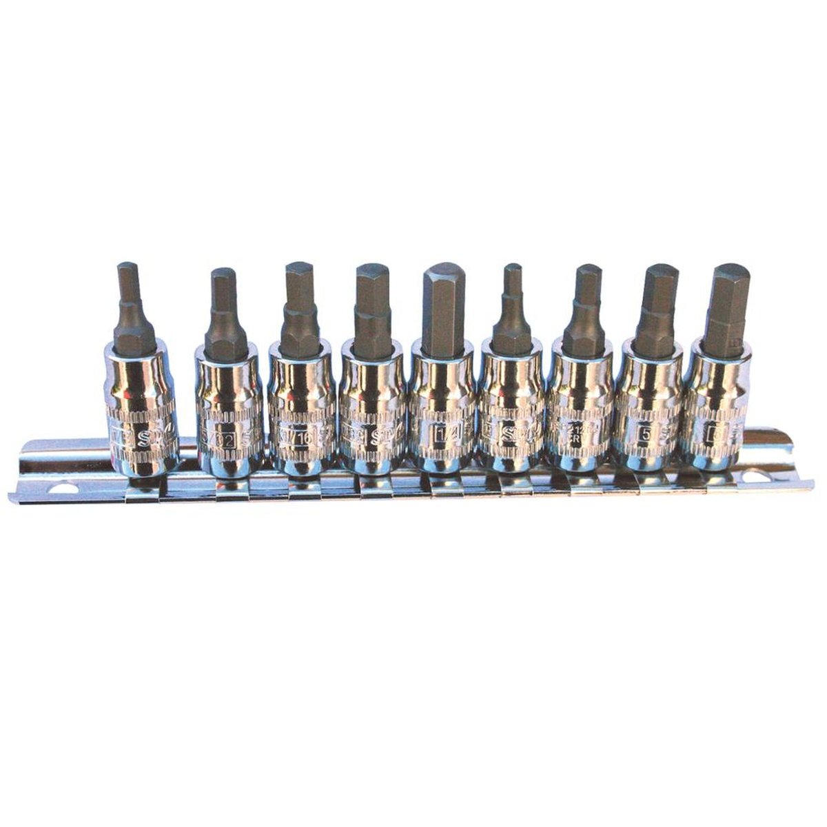 SP Tools Socket Rail 1/4"Dr Inhex Metric/SAE 9Pc