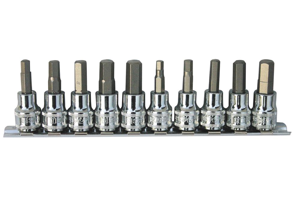 SP Tools Socket Rail 1/4" & 3/8"Dr 10Pc Inhex SAE