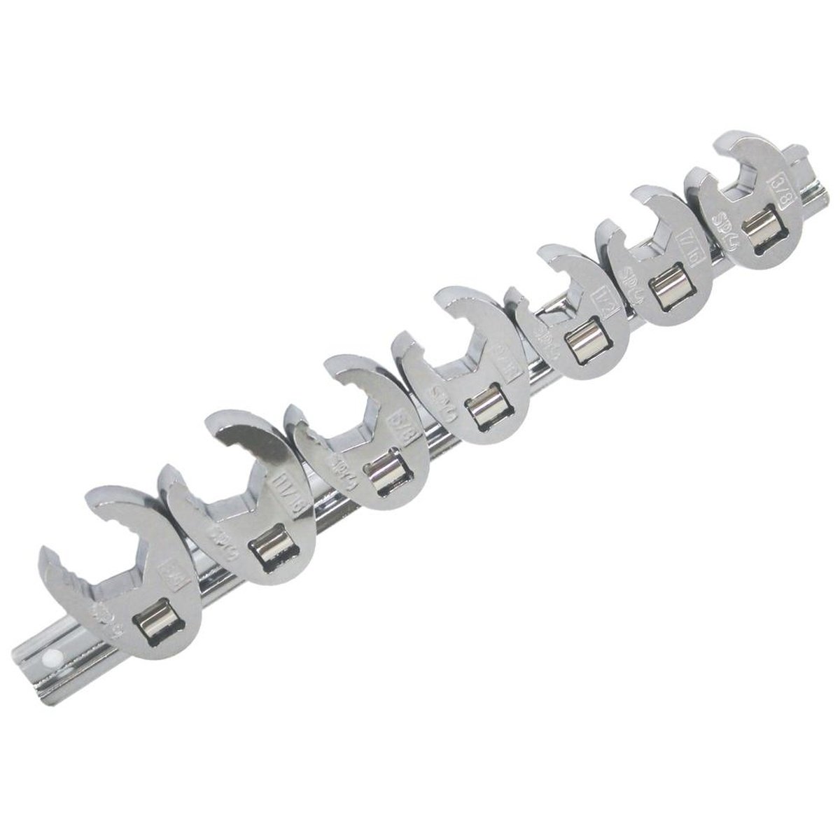 SP Tools Flare Crowfoot Nut Wrench Rail 3/8"Dr SAE 7Pc