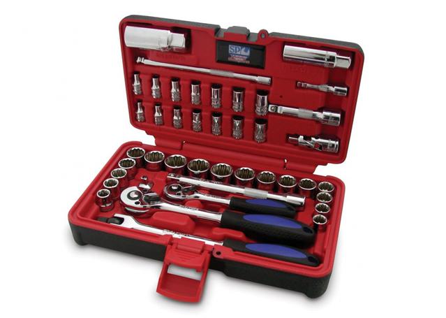 SP Tools Socket Set 1/4 & 3/8" Drive 42 Pc Metric/SAE In X-Case