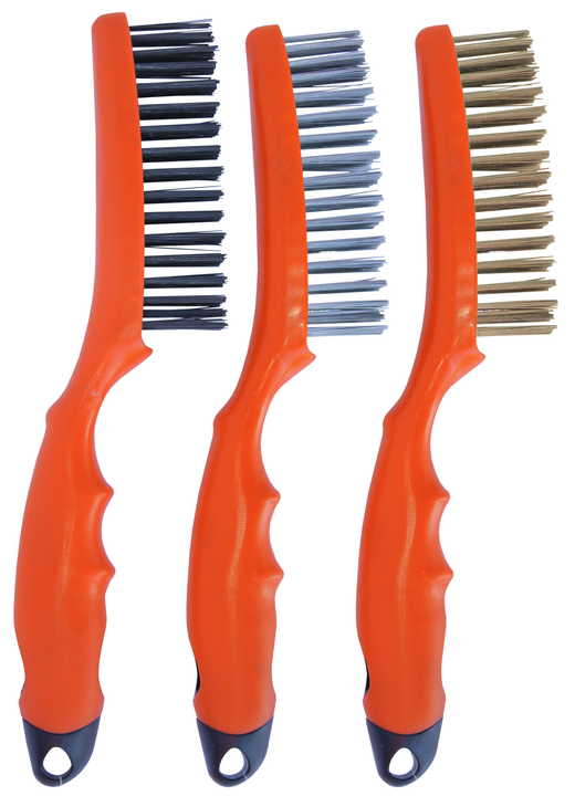 SP Tools Brush Wire 254Mm 3Pc Set - 4 X 16 Row Pp Handle