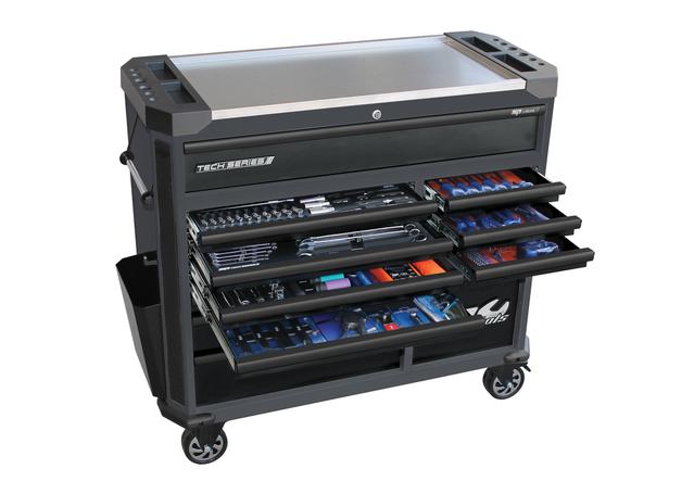 SP Tools Tech Series Trade Technician Roller Cabinet Tool Kit 268pc Metric Diamond Black