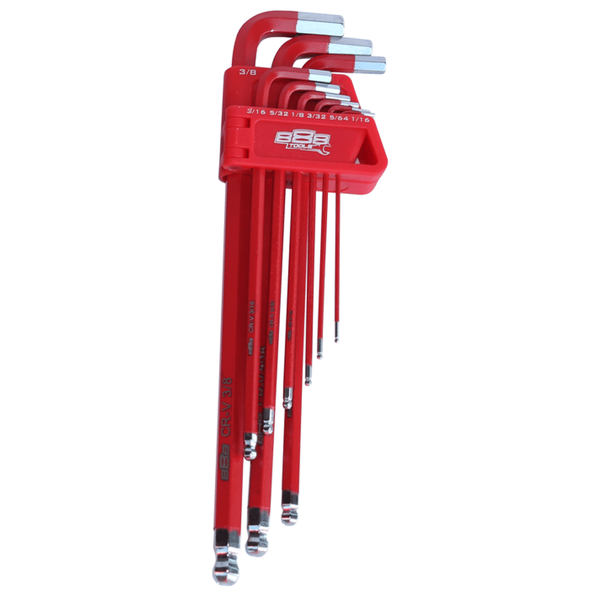 888 By SP Tools Key Set 9Pc SAE Ball Drive Hex (Red)