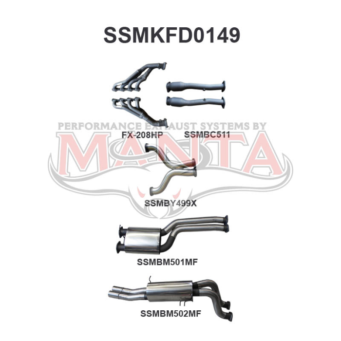 Manta BA BF V8 4V Ute 3in Dual With Extractors Muffler/Muffler Exhaust System SSMKFD0149