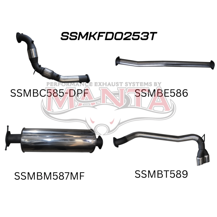 Manta Ford PX2 Ranger 3in Turbo Back With Cat & Muffler, Twin Tip Side Exit Exhaust System SSMKFD0253T