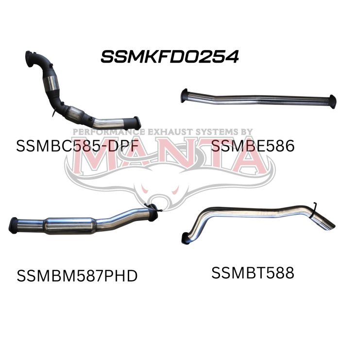 Manta Ford PX2 Ranger 3.2L Turbo Back With Cat, Hotdog Exhaust System SSMKFD0254