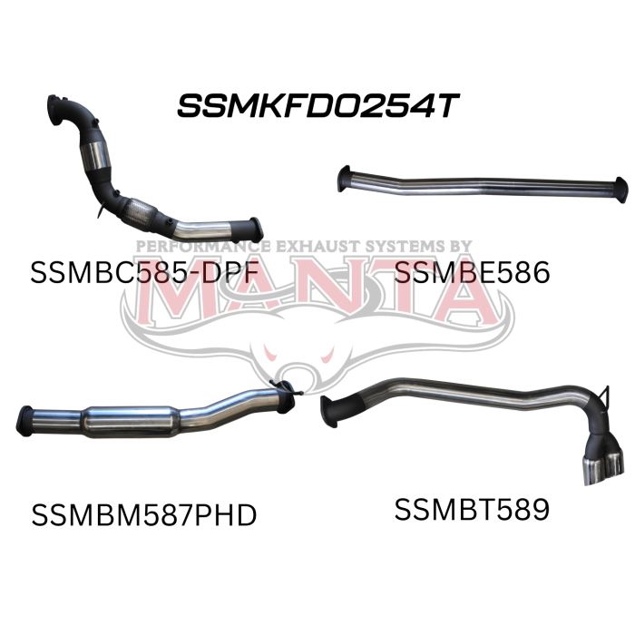 Manta Ford PX2 Ranger 3in Turbo Back With Cat & Hotdog, Twin Tip Side Exit Exhaust System SSMKFD0254T