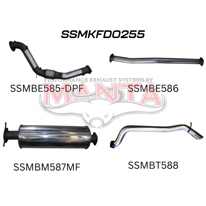 Manta Ford PX2 Ranger 3.2L Turbo Back Without Cat, With Muffler Exhaust System SSMKFD0255