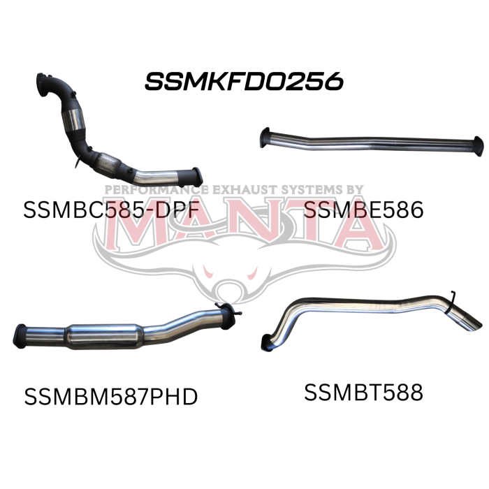 Manta Ford PX2 Ranger 3.2L Turbo Back Without Cat, Hotdog Exhaust System SSMKFD0256
