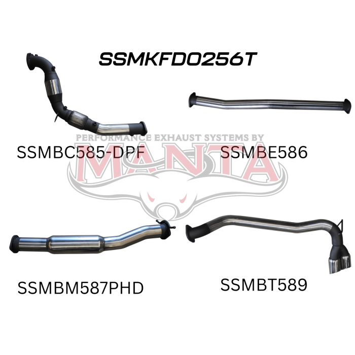 Manta Ford PX2 Ranger 3in Turbo Back Without Cat & With Hotdog, Twin Tip Side Exit Exhaust System SSMKFD0256T