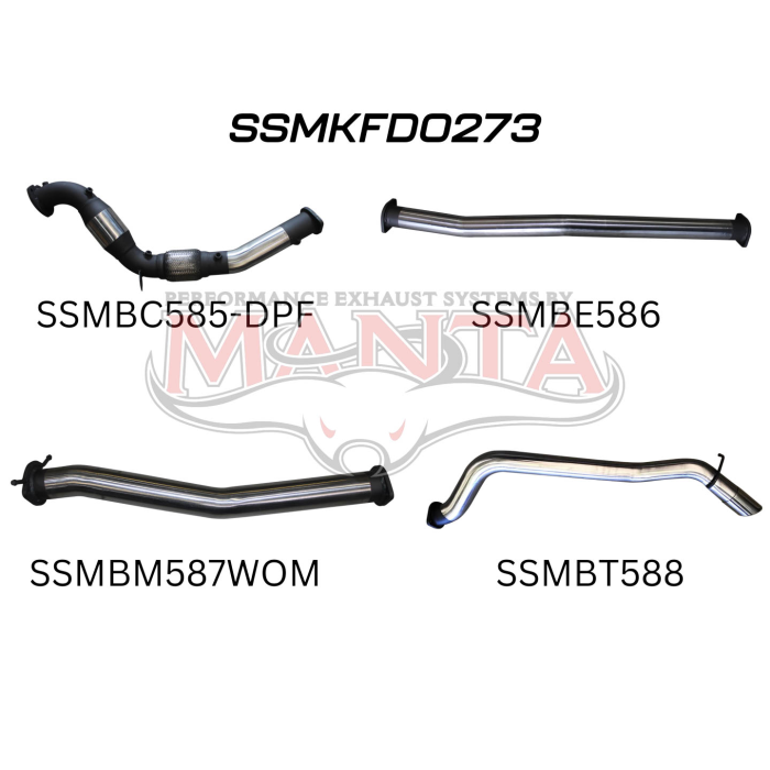 Manta Ford PX2 Ranger 3.2L Turbo Back With Cat & Without Muffler Exhaust System SSMKFD0273