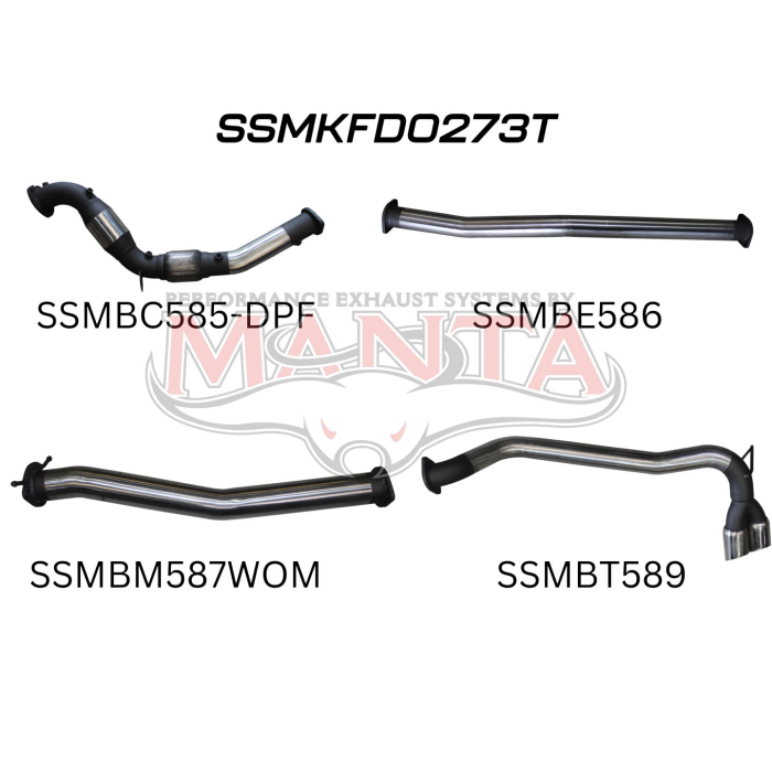 Manta Ford PX2 Ranger 3in Turbo Back With Cat & Without Muffler, Twin Tip Side Exit Exhaust System SSMKFD0273T