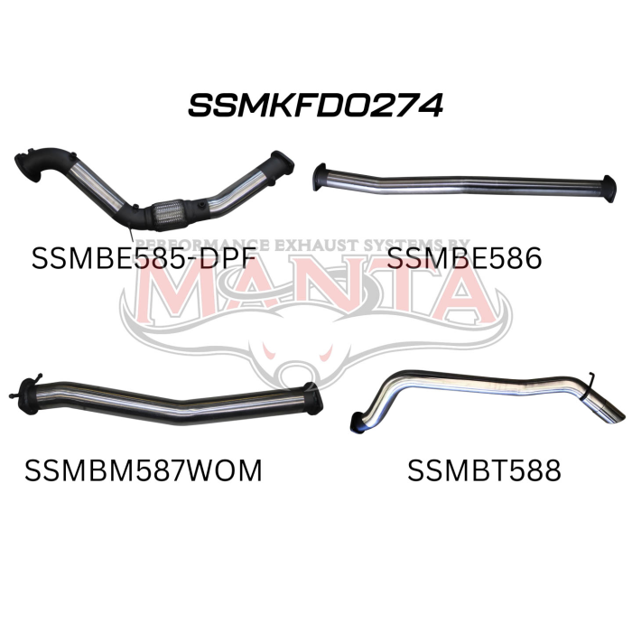 Manta Ford PX2 Ranger 3.2L Turbo Back Without Cat & Without Muffler Exhaust System SSMKFD0274
