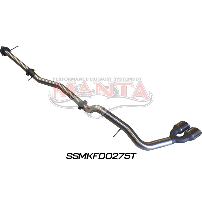 Manta Next Gen T6.2 Ranger V6 3in DPF Back Without Mufflers, Twin Tip Side Exit Exhaust System SSMKFD0275T