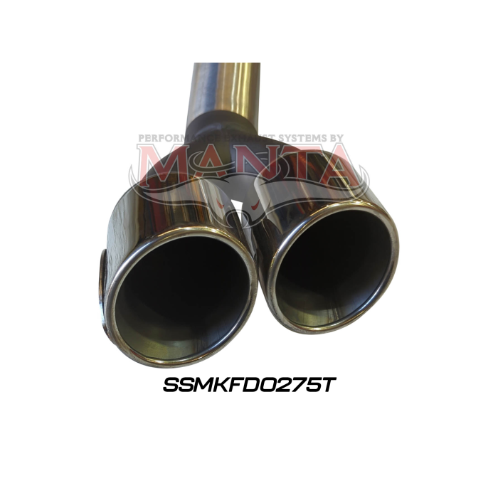 Manta Next Gen T6.2 Ranger V6 3in DPF Back Without Mufflers, Twin Tip Side Exit Exhaust System SSMKFD0275T