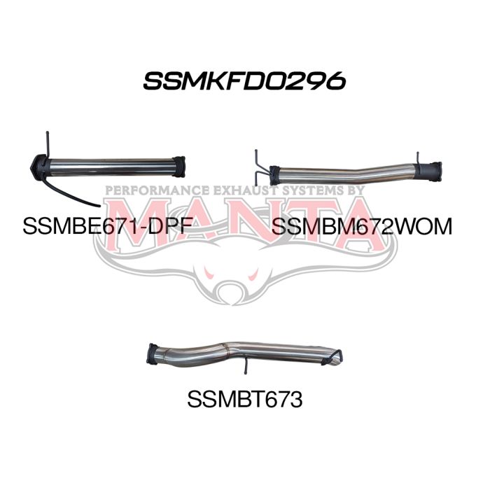 Manta Next Gen T6.2 Ranger V6 4in DPF Back Without Centre Muffler Exhaust System SSMKFD0296