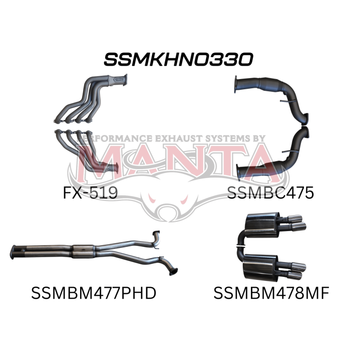Manta VF V8 Sedan Wagon 3in With 1 7/8 in Extractors Hotdog/Muffler Exhaust System SSMKHN0330