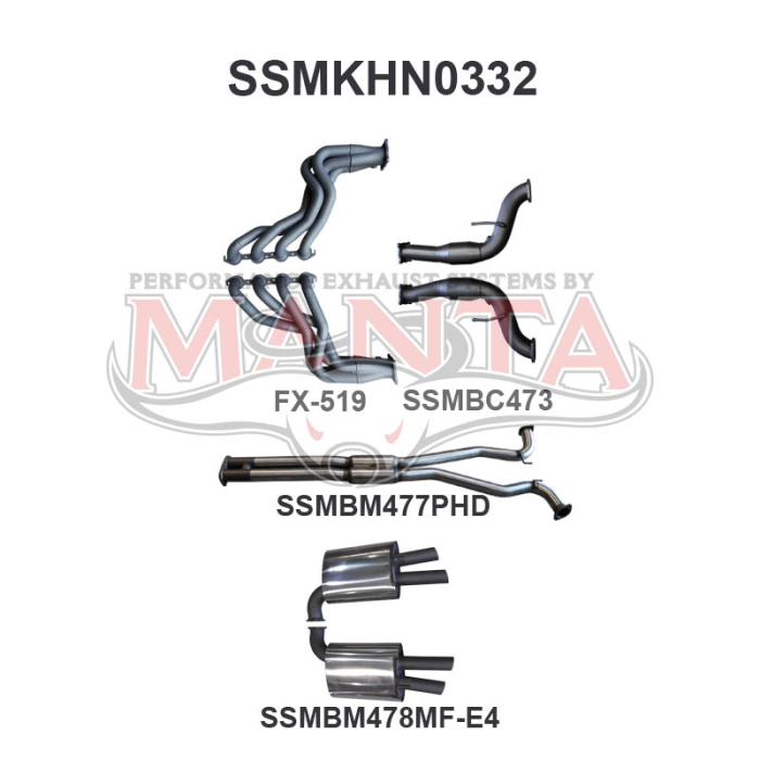 Manta VF HSV V8 Sedan Wagon 3in With 1 7/8 in Extractors Hotdog/Muffler Exhaust System SSMKHN0332