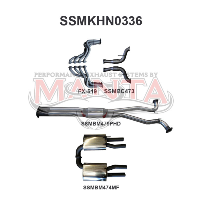 Manta VF HSV Ute Maloo V8 3in With 1 7/8 in Extractors Hotdog/Muffler Exhaust System SSMKHN0336
