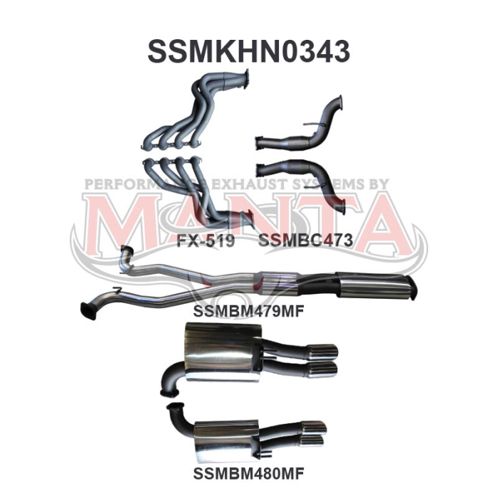 Manta VF Ute V8 3in With 1 7/8 in Extractors Muffler/Muffler Exhaust System SSMKHN0343