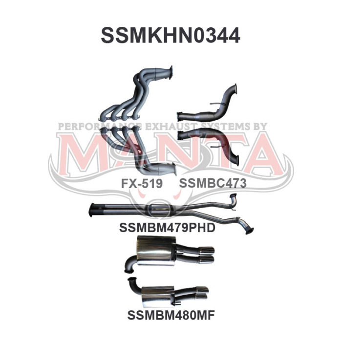 Manta VF Ute V8 3in With 1 7/8 in Extractors Hotdog/Muffler Exhaust System SSMKHN0344
