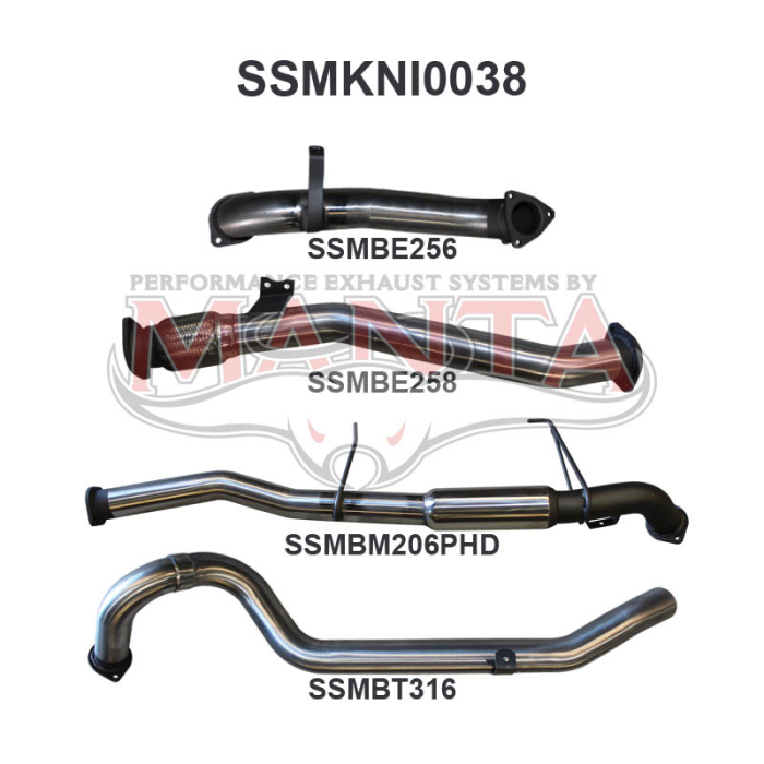 Manta Patrol GU 3.0 Ute Without Cat Centre Hotdog Exhaust System SSMKNI0038