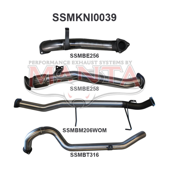 Manta Patrol GU 3.0 Ute Without Cat Centre WOM Exhaust System SSMKNI0039
